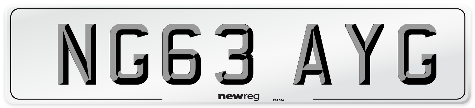 NG63 AYG Number Plate from New Reg